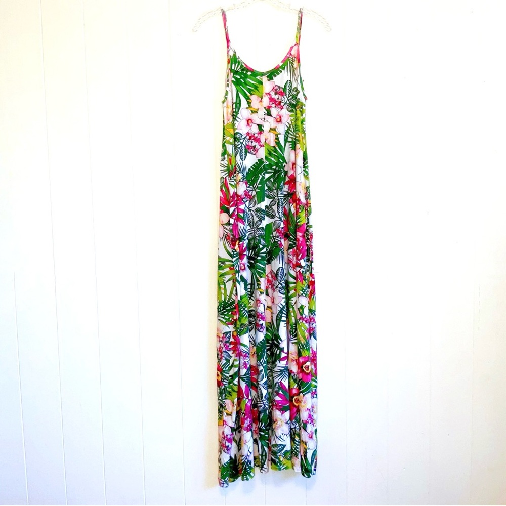 Lauren Moshi Tropical Floral Deep Back Maxi Dress